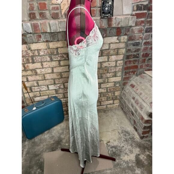 Donna Karan intimates nightgown 100% silk Gray lace long - Picture 5 of 8